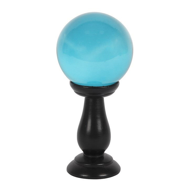 SMALL TEAL CRYSTAL BALL ON STAND