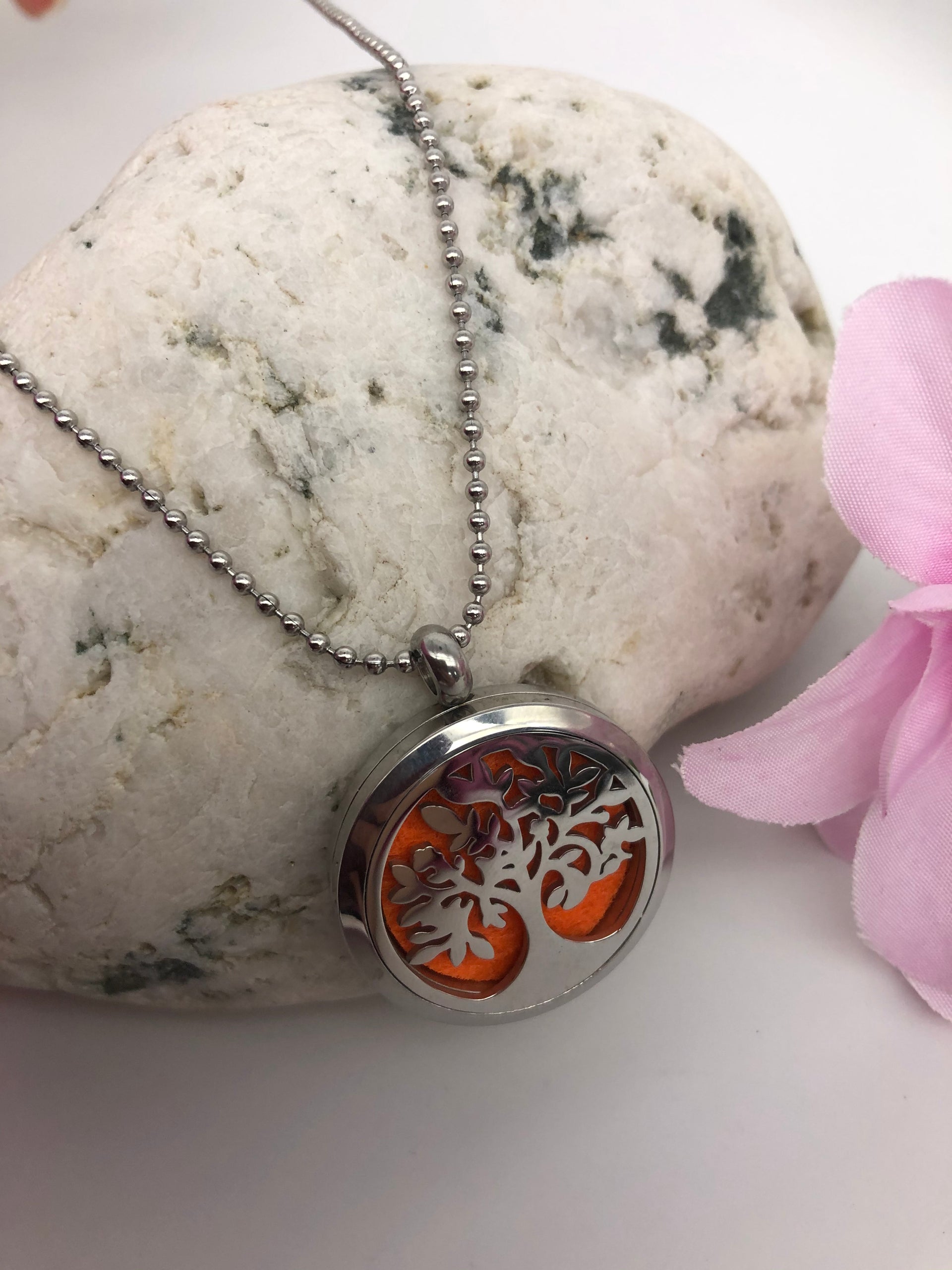 Aromatherapy Necklace - Tree of Life - Orange