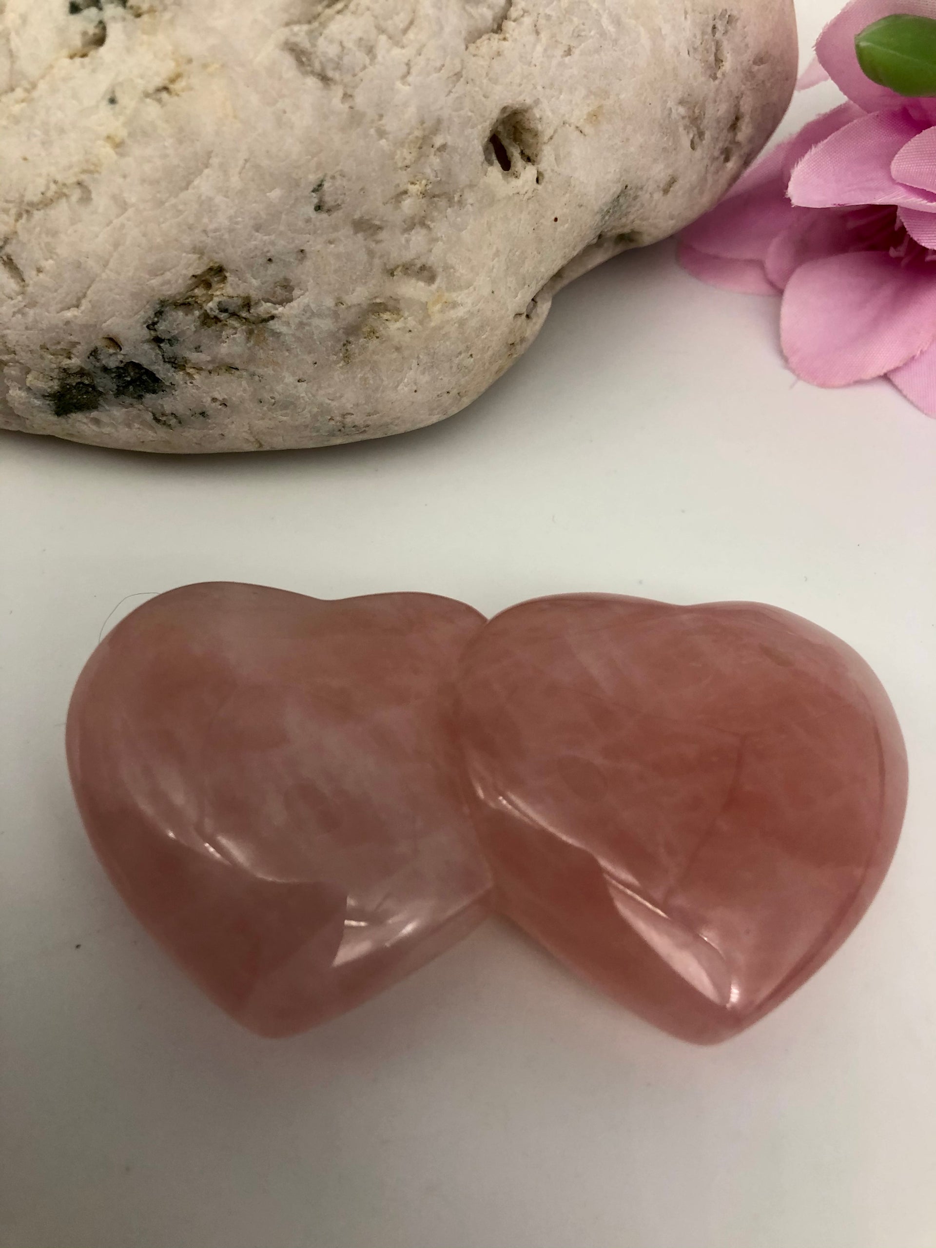 Rose Quartz Double Puff Heart